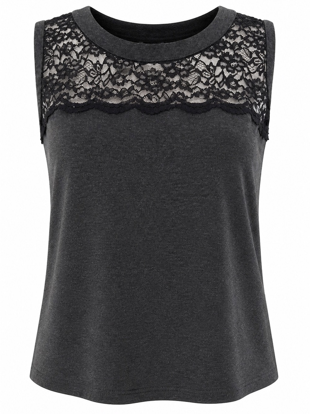 Vince Camuto Black Sleeveless Top with lace design and back zipper #194